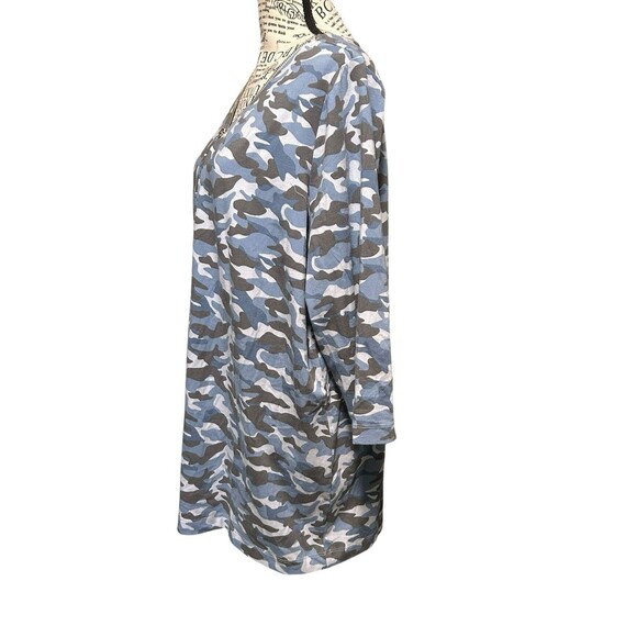 Women's Gray Blue Plus 1X Camouflage Casual Whimsical Officecore Cozy - Picture 2 of 7